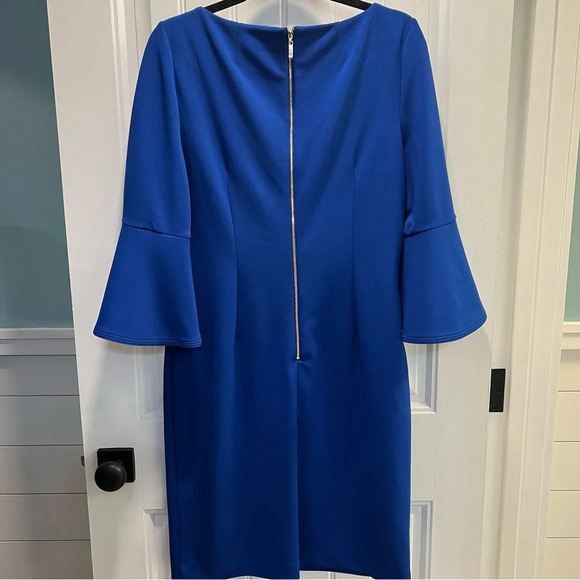 Jessica H.‎ Royal Blue Bell Sleeve Exposed Gold Zipper Dress. Size 12. - Picture 5 of 11